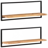 VidaXL Rafturi de perete 2 buc. 100x24x35 cm lemn masiv acacia/oțel