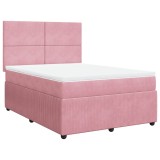 Cumpara ieftin Pat box spring cu saltea, roz, 140x200 cm, catifea