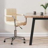 VidaXL Scaun de birou pivotant, crem, material textil