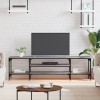 Comoda TV Gossi, Sonoma Gri, 161x35x45 cm, Lemn Prelucrat, Stil Industrial, 2 Rafturi, Blat Robust