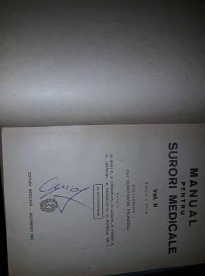 Carti medicina veche,Manual Pentru Surori Medicale-Pf.Constantin Paunescu(3 vol) foto