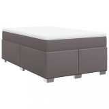 Cumpara ieftin Pat box spring cu saltea, gri, 120x190 cm, piele ecologica
