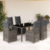 Gossi set bistro de gradina cu perne, 7 piese, gri, poliratan