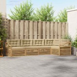 vidaXL Set de canapele de exterior cu pernă 5 pcs Alb și Bej Poliester 3390503