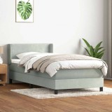 vidaXL Pat box spring cu saltea, gri deschis, 90x210 cm, catifea 3318015