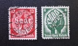 Germania / Deutsches Reich 1934 Set de 2 Mărci Poștale Plebiscite Saarland (12 Rpf Roșu-Carmin &amp; 6 Rpf Verde) Ștampilate - CKL2