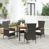 VidaXL Set mobilier de grădină cu perne, 5 piese, negru, poliratan