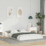 Cumpara ieftin Cadru de pat Alb 135 x 190 cm Lemn masiv de pin