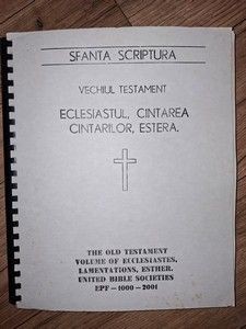 Sfanta scriptura Vechiul testament Eclesiastul,Cantarea cantarilor,Estera Transcriere in Braille foto