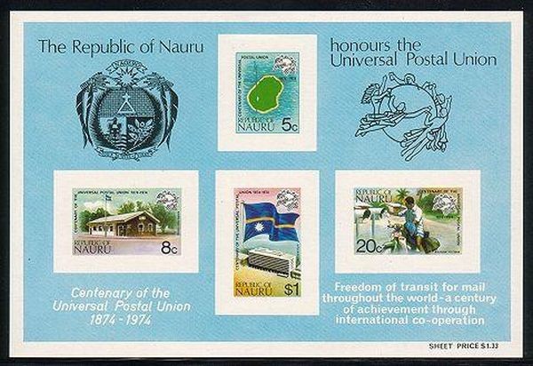 CENTENAR U.P.U.1974 - NAURU - Yv.111-14 + Bloc 1 - MNH