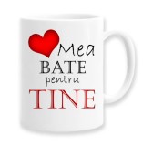 Cana alba personalizata &quot;Inima mea bate pentru tine&quot;, INOVATIX&reg;. 330ml, Oem