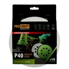 Disc abraziv pentru slefuitor cu excentric KB180.40 PROCRAFT (Set 10 buc) Diametru: 180 mm Granulatie: P40 Innovative ReliableTools foto