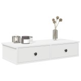 Raft perete vidaXL alb 80x31x17cm lemn prelucrat, sertare, depozitare, montaj perete, noptiera suspendata