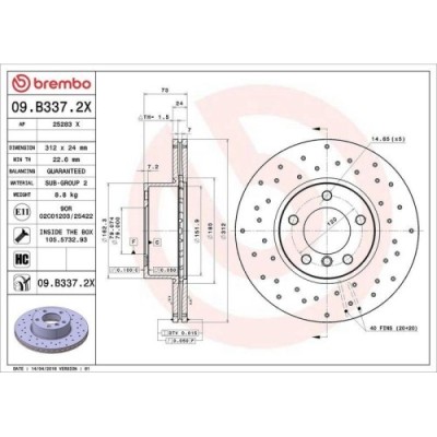 Set disc frana BMW 1 (F20) 07.11-06.19, 1 (F21) 12.11-12.19, 1 Van (F20) 03.15-06.19, 2 Cabriolet (F23) 03.14-06.21, 2 Coupe (F22 F87) 10.12-06.21, 3 foto