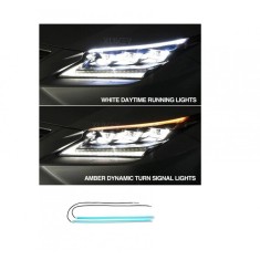 Banda led DRL lumina alba cu semnalizare dinamica galbena 45cm