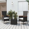 VidaXL Set șezlonguri grădină, 3 piese, negru, poliratan&amp;oțel