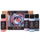 Set 4 Vopsele Acrilice Nakleo Rococo Pastel, 4 x 60ml, Non-Toxic, Culori: Quiet Lake, Purple Haze, Caribbean Sky, Coral Pink