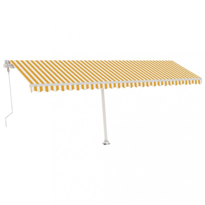 Copertina automata cu senzor vant &amp; LED, galben/alb, 600x350 cm