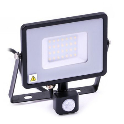 Reflector Led Smd 30w 6400k Ip44 Cu Senzor Miscare - Negru/gri foto