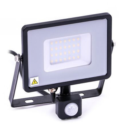 Reflector Led Smd 30w 6400k Ip44 Cu Senzor Miscare - Negru/gri