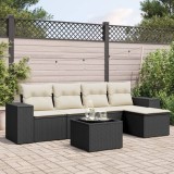 Set mobilier de gradina cu perne, 6 piese, negru, poliratan GartenMobel Dekor, vidaXL