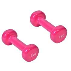 Set 2 greutati fitness Live UP Sport, model tip gantera, 2 x 1kg, roz, 15 cm lungime