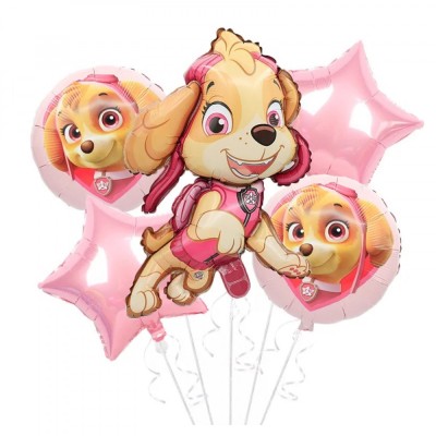 Buchet 5 baloane folie Skye KidMania&amp;reg; Patrula Catelusilor, 60x40 cm foto