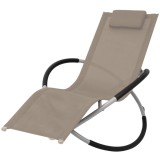 Cumpara ieftin Șezlong geometric de exterior, gri taupe, oțel