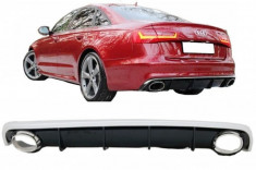 Difuzor Bara Spate si Ornamente Evacuare compatibil cu AUDI A6 C7 4G Limousine Avant (2010-2014) RS6 Design foto