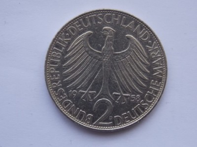 2 MARK 1958 D GERMANIA-COMEMORATIVA-PLANCK foto
