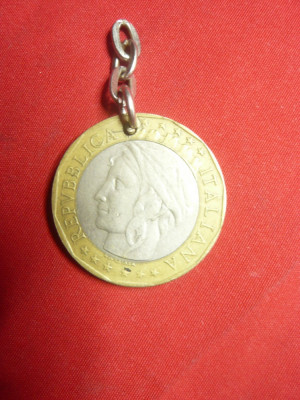 Medalion cu Moneda Italia 1000 lire 1998 foto