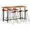 Set mobilier bar 7 piese, lemn masiv reciclat &amp; piele naturală