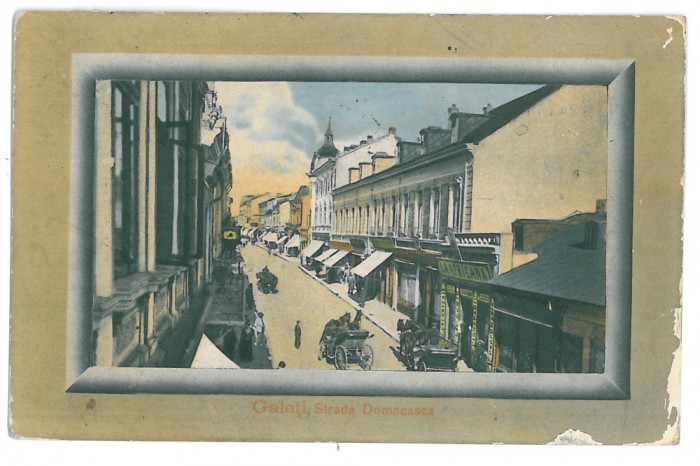 3948 - GALATI, Domneasca street, stores - old postcard - used - 1911