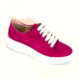 Cumpara ieftin Pantofi sport dama din piele intoarsa cu talpa usoara Vale Fucsia, 37