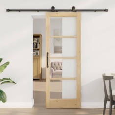 vidaXL Ușa glisantă Manual ORKDAL Maro 73.5 x 198.5 cm Lemn și metal