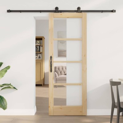 vidaXL Ușa glisantă Manual ORKDAL Maro 73.5 x 198.5 cm Lemn și metal 3332127 foto