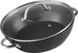 Cratita joasa cu capac MagicHome Black Marble, 26 cm, 2,8 L, pentru cuptor
