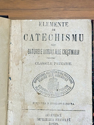 Fl. Aaron - Elemente de catechismu sau Datoriile morali alle creştinului 1868 foto