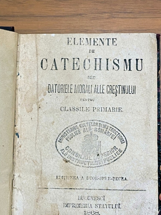 Fl. Aaron - Elemente de catechismu sau Datoriile morali alle creştinului 1868