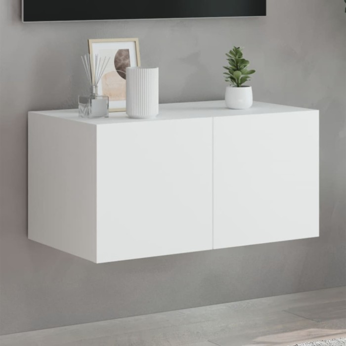 Gossi comoda tv de perete cu lumini led, alb, 60x35x31 cm