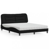vidaXL Pat cu saltea, negru, 160x200 cm, textil 3208543