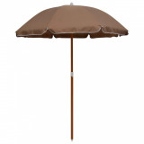 vidaXL Umbrelă de soare de grădină, st&acirc;lp din oțel, taupe, 180 cm