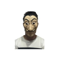 Mască Casa de Papel, plastic cu elastic, alb-negru, mărime universală