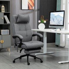 Fotoliu de birou Vinsetto cu încălzire cu 6 puncte de masaj și 5 moduri, ergonomic cu suport pentru picioare, spătar înclinabil 155°, gri