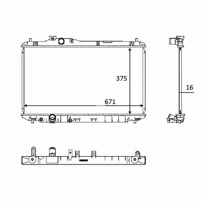 Radiator racire Honda Civic, 01.2012-, Civic Usa 01.2012-, Motorizare 1, 8 104kw Benzina, tip climatizare Cu/fara AC, cutie Manuala, dimensiune 671x3