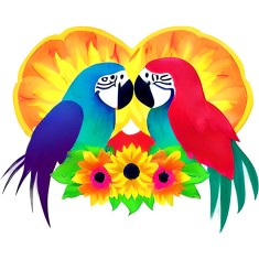 Sticker decorativ, Papagali, Multicolor, 73 cm, 1243STK