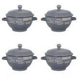 Set boluri supa, 4 piese, 650 ml, Ceramica, Gri bej