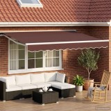 vidaXL Cadru manual de marchiză cu LED-uri Maro și alb 2,5 x 2 m 3420502