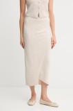 OUI fustă de l&acirc;nă culoarea bej, maxi, creion, 88299