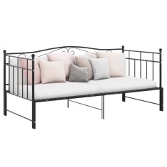 vidaXL Cadru pat canapea extensibilă, negru, 90x200 cm, metal